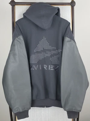 AVIREX USA Size 5XL Mens Wool/Leather Varsity Jacket Coat Hooded Insulated - Image 1 of 4