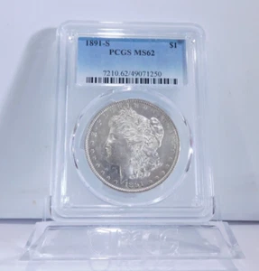 SEMI PL! 1891-S MORGAN Silver Dollar, PCGS MS-62! - Picture 1 of 4