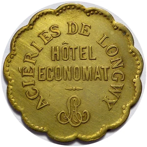 Monnaie de Nécéssité Aciéries de Longwy (54) Hôtel Ecomat 20 Centimes 1883 - Picture 1 of 2