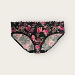 Lane Bryant Cacique Stretch Lace Hipster Panty sz 18/20 Black Pink Floral (4147) - Picture 1 of 1