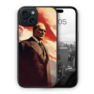 MUNIQASE Mustafa Kemal Atatürk Potrait Silikon Hülle für z.B. iPhone 12 13 14 15 16,Plus