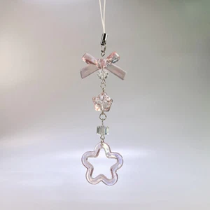Y2K Pink Bowknot Flower Phone Chain Cute Sweet Mobile Phone Lanyard Keychain - Zdjęcie 1 z 5