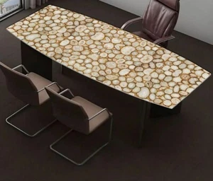 Juego de mesa de comedor de ónix geoda ágata blanca muebles de piedras preciosas de lujo encimeras - Imagen 1 de 10