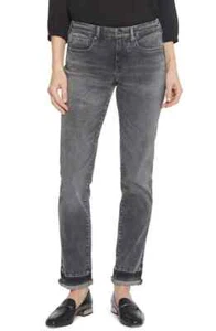 Pantalones de mezclilla NYDJ Margot Girlfriend tiro medio dobladillo liberado gris lavado negro para mujer 8 - Imagen 1 de 9
