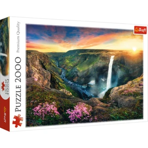 Trefl rot 2000-teiliges Puzzle - Háifoss Wasserfall, Island - Bild 1 von 10
