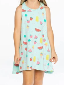 Chaser Girls Summer Treats Lightweight Sleeveless Tank Dress Splash Blue Size 4 - Picture 1 of 6