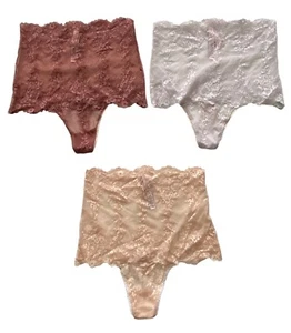 Victorias Secret Nwt Ivy Lace Lot 3 High Waist Rise Thong Panty Panties XS - Picture 1 of 2