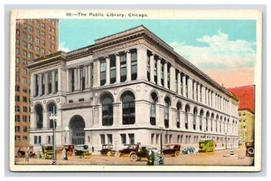 Postkarte: IL The Public Library, Autos, Busse, Chicago, Illinois - unbesendet - Bild 1 von 2