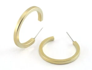 1 pair Hoop round earrings stud base raw brass round earring Posts, 30mm 4267 - Picture 1 of 2