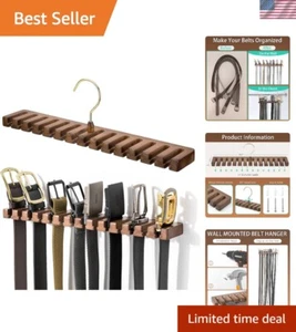 Wooden Belt Rack for Closet Wall Mount, Sturdy Belt Hanger Organizer Holds 14... - Picture 1 of 8