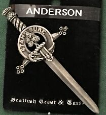 Anderson Scottish Clan Crest Kilt Pin Sword Style Pewter