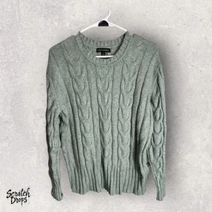 Suéter Banana Republic tejido con cable suave cuello redondo para mujer talla M verde acanalado - Imagen 1 de 4