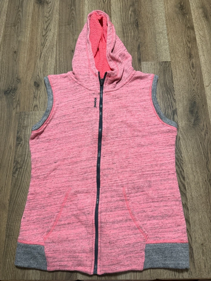 Chaleco Reebok Jóvenes Niñas Talla XL Rosa Gris Cremallera Completa con Sudadera con Capucha Sin Mangas Foto 1 de 4
