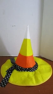 Yellow, Orange, Black Polka Dot FELT WITCH HAT - Picture 1 of 1