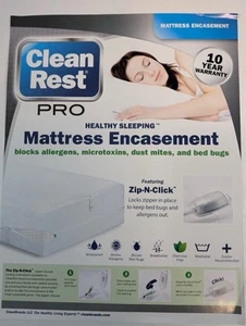 Clean Rest PRO Mattress Encasement Cover Twin allergens microtoxins bed bugs - Picture 1 of 2