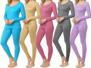 Women 2-pc Microfiber Fleece Thermal Base Layer Set Top & Bottom Ultra-Soft Warm - Picture 1 of 12