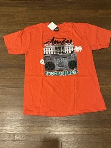 Camiseta De Colección Stussy Tribe Out Loud Boombox Naranja NUEVA Mediana Nueva Con Etiquetas Auténtica - Imagen 1 de 4