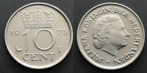 Coin Pays-Bas - 1975 - 10 cents Juliana (N2189) - Picture 1 of 3