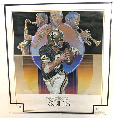 Vintage 1979 NFL Archie Manning New Orleans Saints Damac Poster NOS 23x25" - Image 1 of 4