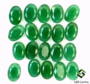 3.14 Cts Certified Natural Emerald Oval Cut 6x4 mm Lot 07 Pcs Loose Gemstones - Picture 1 of 6