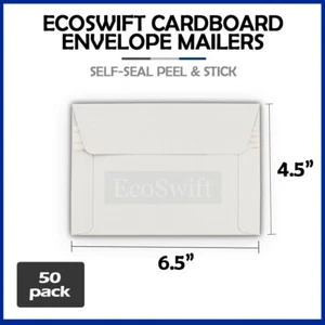 50 - 6.5 x 4.5 ECOSWIFT RIGID PHOTO SHIPPING FLATS CARDBOARD ENVELOPE MAILERS - Picture 1 of 8
