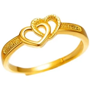 Womens 2-Heart Love Ring Yellow Gold Plated Ring Jewelry Fashion Ring Rng Cheap - Bild 1 von 8