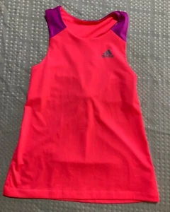 Adidas girls Small 8-10 athletic tank top hot pink & purple activewear shirt - Picture 1 of 3