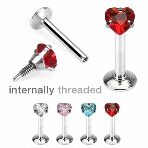 Lippenpiercing Labret Monroe Madonna Ohr Schmuck Piercing Zirkonia Kristall Herz - Bild 1 von 1