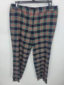 Talbots Pants Womens 10P Black Tartan Plaid Flat Front Academia Wool Preppy - Picture 1 of 8
