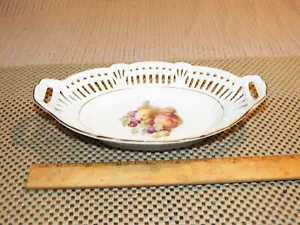 1946-1949 SCHWARZENHAMMER GERMANY Porcelain Reticulated Basket Oval Bowl - Picture 1 of 5