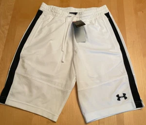 NWT UNDER ARMOUR BLUE WHITE BASKETBALL 9" SHORTS BOYS YOUTH SZ S - Picture 1 of 4