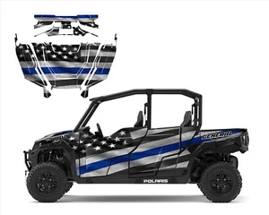 Polaris General 1000 XP 4 seater graphics wrap Kit 24 mil Thin Blue Line Flag - Picture 1 of 10