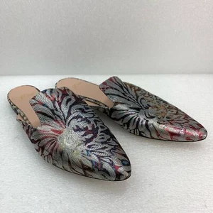 J Crew Marina Slide Flat Mule Shoe Metallic Jacquard - Women's 9.5 - Picture 1 of 10