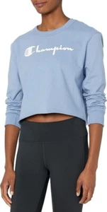 Camiseta corta Champion para mujer Boyfriend manga larga, flor silvestre azul pálido, mediana - Imagen 1 de 3