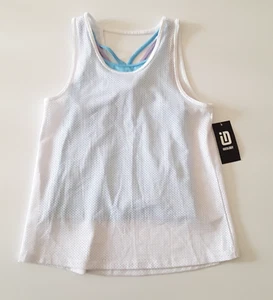 ID Ideology Girls Size S Mesh 2-in-1 Sleeveless Tank Top White Blue Pullover - Picture 1 of 8