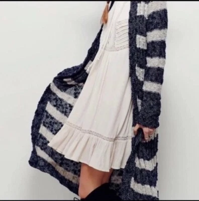 Cárdigan Free People Free Spirit Cardi Plumero Rayas Largo Abierto Xs Foto 1 de 2