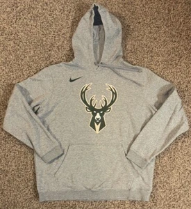 Milwaukee Bucks Hoodie Mens XL Gray Sweatshirt Pullover NBA Nike - Picture 1 of 7
