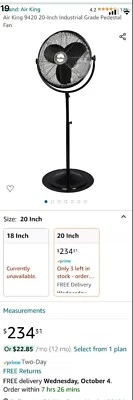 Air King 9420 20” Industrial Grade Pedestal Fan - Image 1 of 2