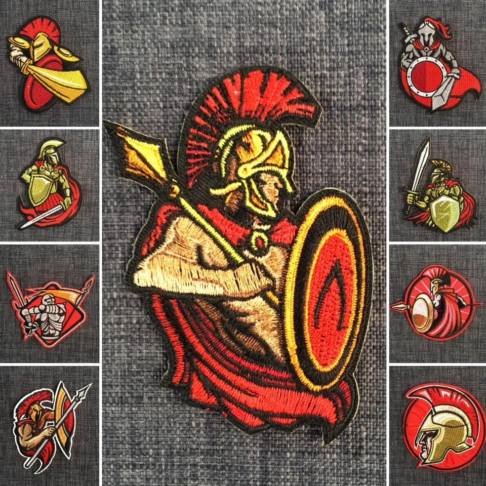 SPARTAN WARRIOR Ancient Medieval Gladiator Embroidered Patch Badge Motif Iron-On - Image 1 of 1