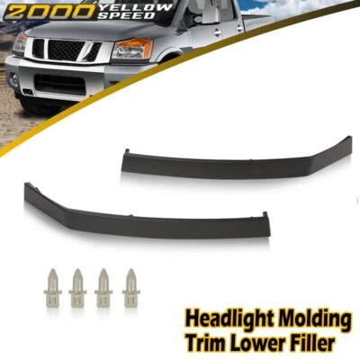 Headlight Molding Trim Lower Filler Fit For Nissan 2004-15 Titan Armada QX56 Foto 1 de 4