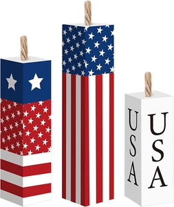 3 Pcs 4Th of July Wooden Table Decorations Patriotic Table Centerpieces Independ - Picture 1 of 12