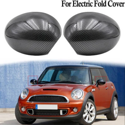 Coprispecchietto retrovisore elettrico pieghevole in fibra di carbonio per Mini Cooper R55 R56 R57 - Immagine 1 di 4