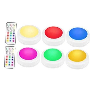 Led Under Cabinet Lighting Battery Operated Lights, 6 Puck Lights with Remote - Picture 1 of 7