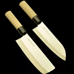 Kanetada Japanese Usuba Santoku Knife SET Chef Cooking Nakiri Chefs Knives - Picture 1 of 7