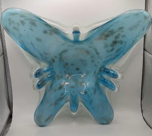 Hermoso cuenco de vidrio antiguo mariposa azul de Murano Italia Navidad - Imagen 1 de 6