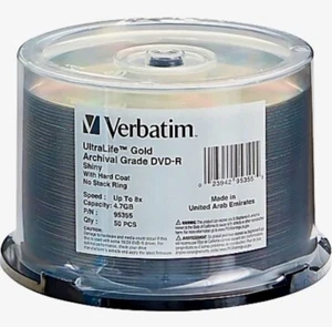 Verbatim DVD-R 4.7GB 8X UltraLife Gold Archival Grade - Picture 1 of 2