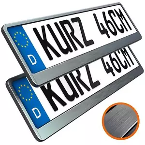 2 kurze Kennzeichenhalter Chrom gebürstet 46cm Kennzeichen Halter 460mm kurz - Bild 1 von 6