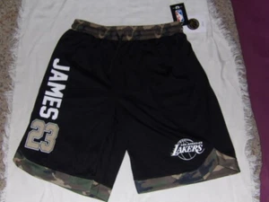 NBA LA Lakers Lebron James Black Camo Authentic Mens Medium Athletic Shorts NWT - Picture 1 of 2