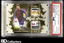 /2 LIONEL MESSI PSA 10 SILVER HOLOFOIL DUAL PATCH 2021 Leaf Art Of Sport Jersey