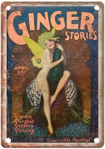 Ginger Stories Magazine Pinup Model  Retro Look Metal Sign GM12 - Foto 1 di 2